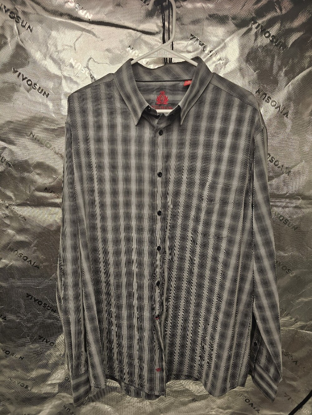 Reunion Men's Gray Check Pattern Long Sleeve Button Down Shirt XL